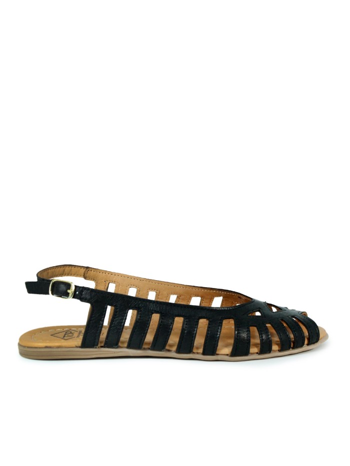 SANDALIAS MULTITIRAS DE PIEL NEGRAS TOP 3 SR25455