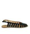 SANDALIAS MULTITIRAS DE PIEL NEGRAS TOP 3 SR25455