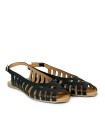 SANDALIAS MULTITIRAS DE PIEL NEGRAS TOP 3 SR25455