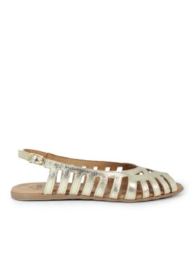 SANDALIAS DE PIEL MULTITIRAS METALIZADAS EN ORO TOP 3 SR25455
