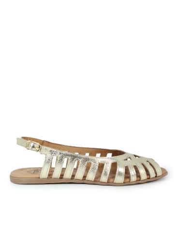 SANDALIAS DE PIEL MULTITIRAS METALIZADAS EN ORO TOP 3 SR25455