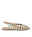 SANDALIAS DE PIEL MULTITIRAS METALIZADAS EN ORO TOP 3 SR25455