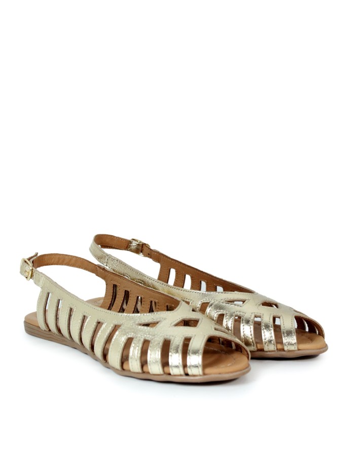 SANDALIAS DE PIEL MULTITIRAS METALIZADAS EN ORO TOP 3 SR25455
