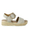 SANDALIAS DE PIEL CON CUÑA DE CORCHO 1945  VALERIA TAUPE