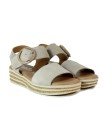 SANDALIAS DE PIEL CON CUÑA DE CORCHO 1945  VALERIA TAUPE