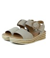 SANDALIAS DE PIEL CON CUÑA DE CORCHO 1945  VALERIA TAUPE