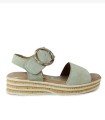 SANDALIAS DE PIEL CON CUÑA DE CORCHO 1945 VALERIA´S VERDE