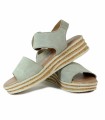 SANDALIAS DE PIEL CON CUÑA DE CORCHO 1945 VALERIA´S VERDE