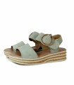 SANDALIAS DE PIEL CON CUÑA DE CORCHO 1945 VALERIA´S VERDE