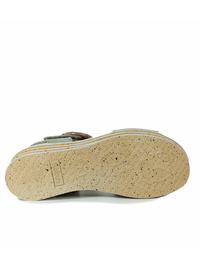 SANDALIAS DE PIEL CON CUÑA DE CORCHO 1945 VALERIA´S VERDE