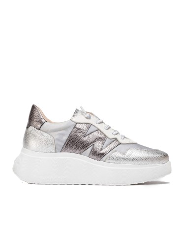 ZAPATILLAS CON SUELA VOLUMEN DE MUJER WONDERS ZENIT A-3622 PLATA-PLOMO