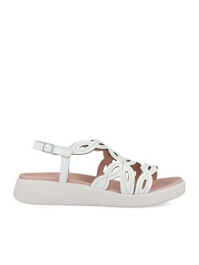 SANDALIA BLANCA DE PIEL TROQUELADA WONDERS DARYA C-6542