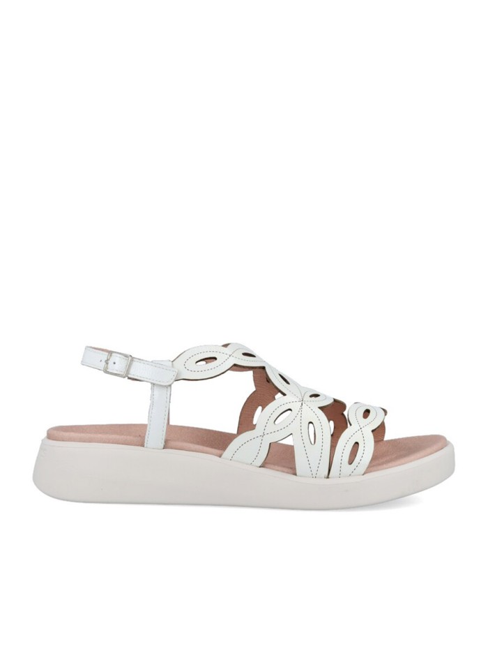 SANDALIA BLANCA DE PIEL TROQUELADA WONDERS DARYA C-6542