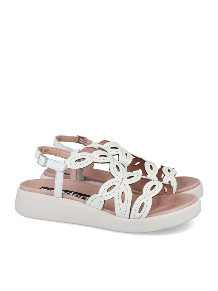 SANDALIA BLANCA DE PIEL TROQUELADA WONDERS DARYA C-6542