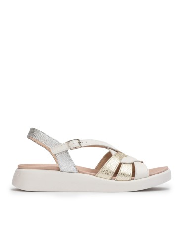 SANDALIA METALIZADA DE PIEL WONDERS PATERNA C-6530 PLATINO