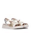 SANDALIA METALIZADA DE PIEL WONDERS PATERNA C-6530 PLATINO