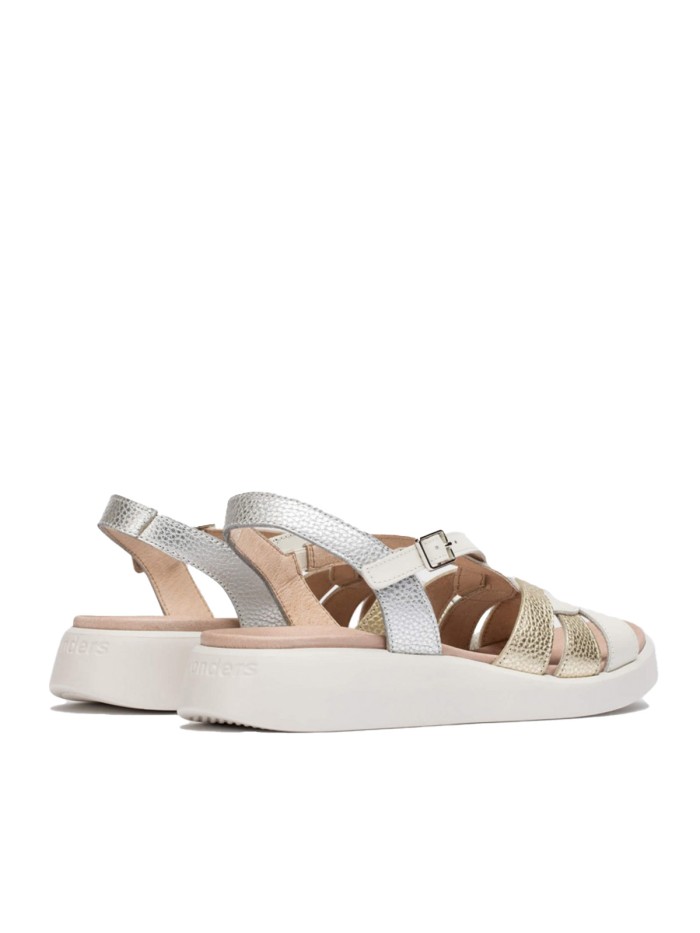 SANDALIA METALIZADA DE PIEL WONDERS PATERNA C-6530 PLATINO