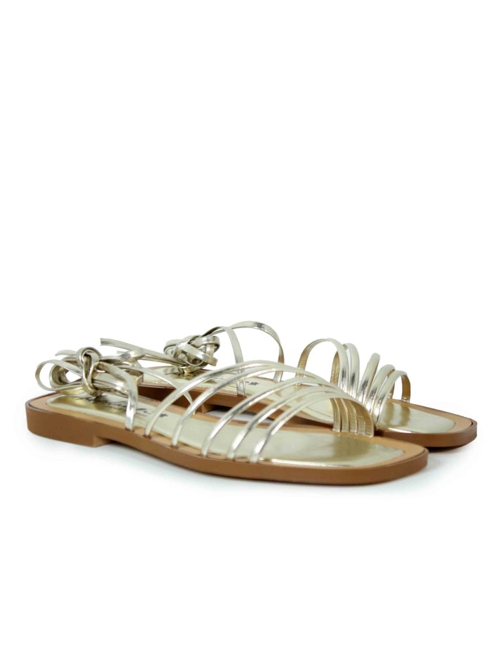 SANDALIAS CON TIRAS AJUSTABLES AL TOBILLO APLAUSO ORO