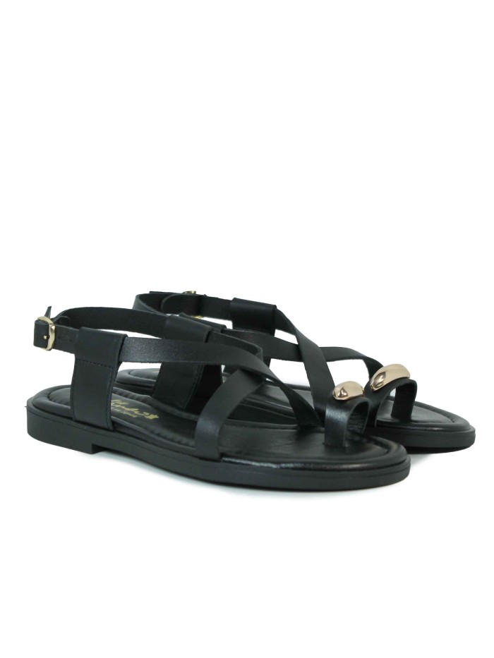 SANDALIAS DE TIRAS CRUZADAS CLAUDIA CUBA NEGRO