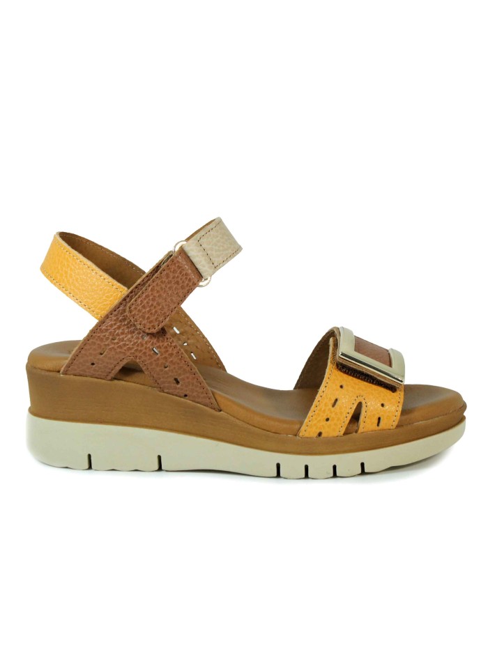 SANDALIAS DE CUÑA PLANTA DE GEL APLAUSO 8237 CUERO
