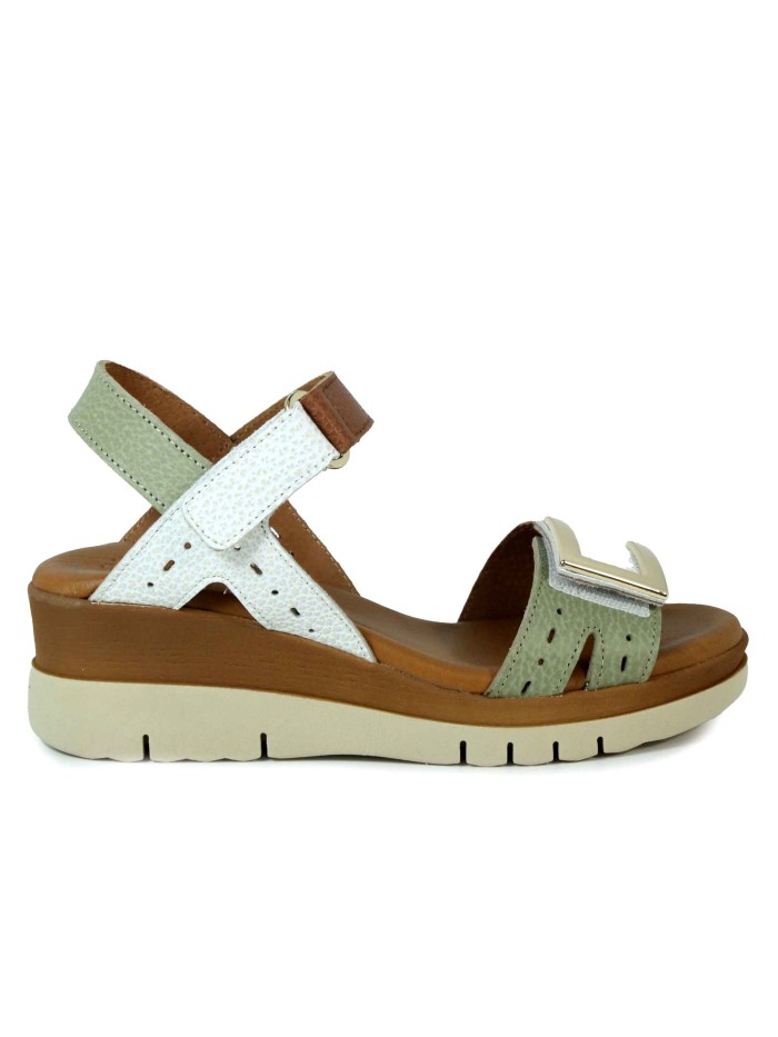 SANDALIAS DE CUÑA PLANTA DE GEL APLAUSO 8237 VERDE