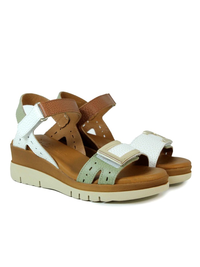SANDALIAS DE CUÑA PLANTA DE GEL APLAUSO 8237 VERDE