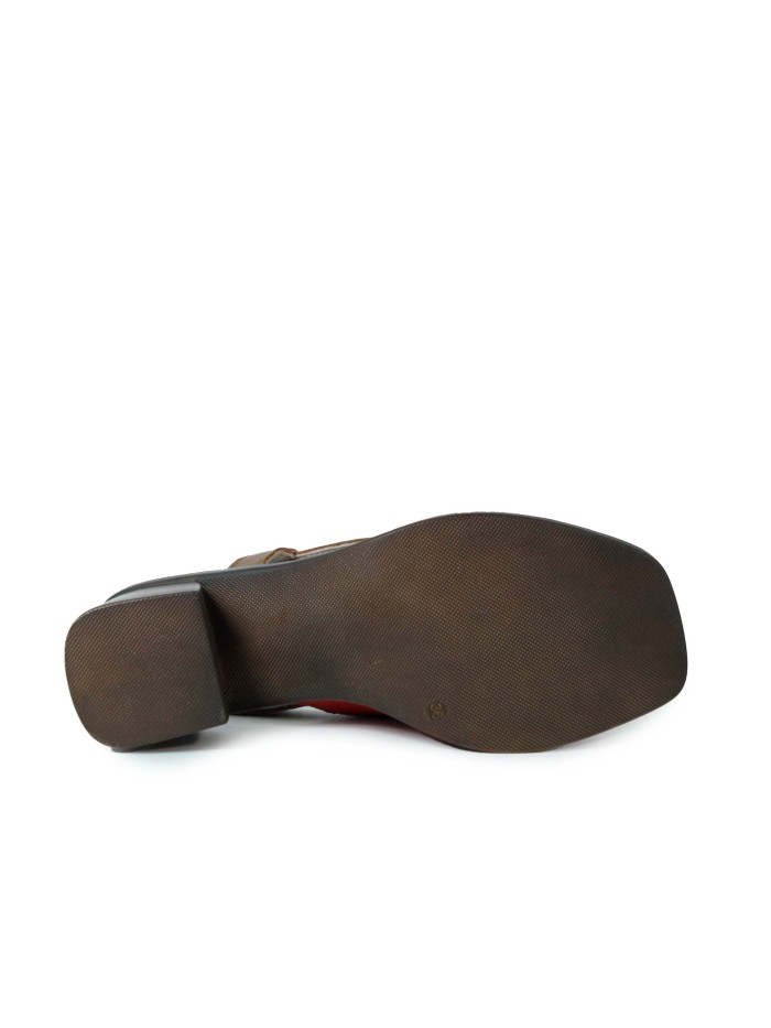 SANDALIA DE PIEL CON TACÓN APLAUSO EVE 003 ROJO