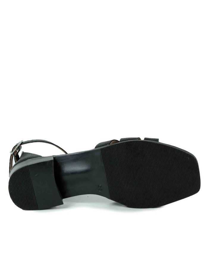 SANDALIAS DE PIEL CON TACÓPN BAJO APLAUSO 698 NEGRO