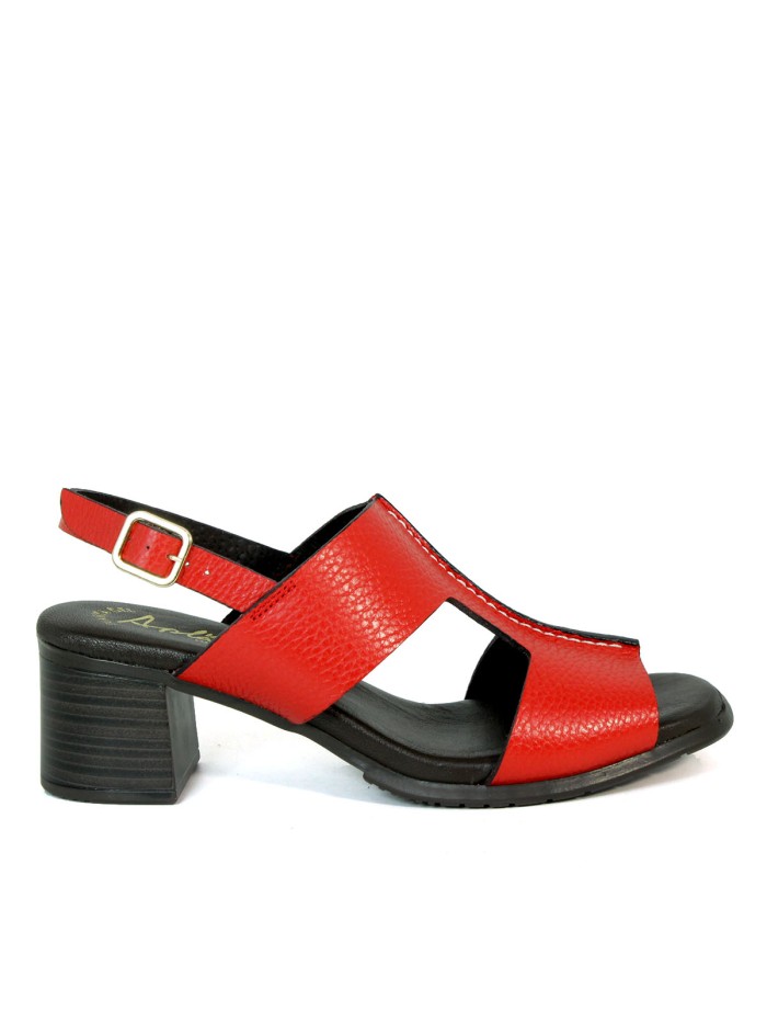 SANDALIA CÓMODA DE TACÓN ROJA APLAUSO OMEGA 1979