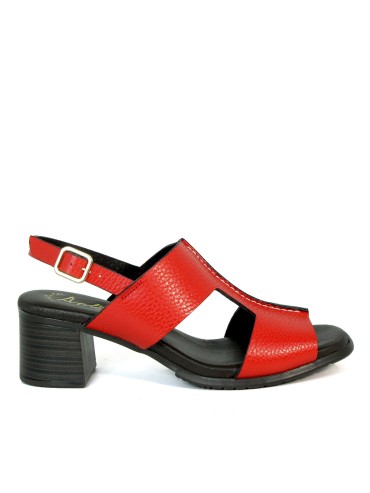 SANDALIA CÓMODA DE TACÓN ROJA APLAUSO OMEGA 1979