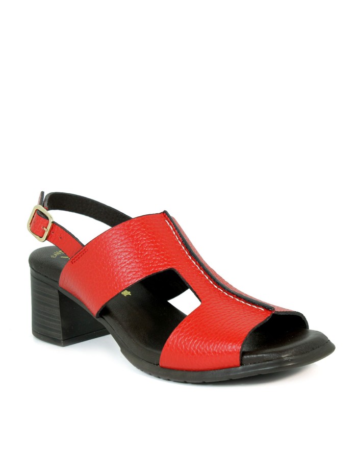 SANDALIA CÓMODA DE TACÓN ROJA APLAUSO OMEGA 1979