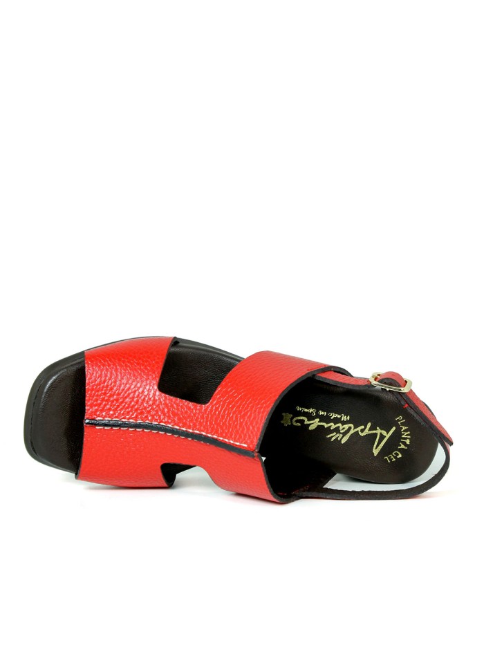 SANDALIA CÓMODA DE TACÓN ROJA APLAUSO OMEGA 1979