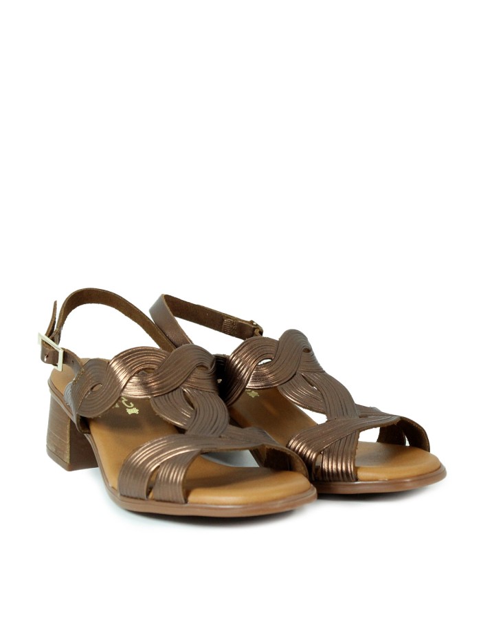 SANDALIAS DE TACÓN CON PLANTA DE GEL APLAUSO 2731 BRONCE