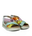 SANDALIAS DE CUÑA EN PIEL CON PLANTA DE GEL APLAUSO 12302 MULTI-FUXIA