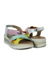 SANDALIAS DE CUÑA EN PIEL CON PLANTA DE GEL APLAUSO 12302 MULTI-FUXIA