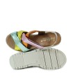 SANDALIAS DE CUÑA EN PIEL CON PLANTA DE GEL APLAUSO 12302 MULTI-FUXIA