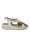 SANDALIAS DE PIEL CON PLANTA DE GEL APLAUSO 12302 MULTIMETAL-ORO