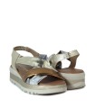 SANDALIAS DE PIEL CON PLANTA DE GEL APLAUSO 12302 MULTIMETAL-ORO