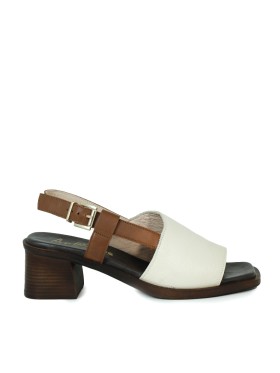 SANDALIA DE PIEL CON TACÓN APLAUSO EVE 003 BEIGE