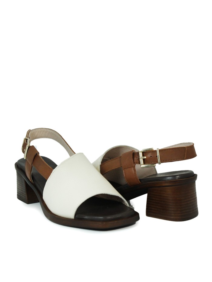 SANDALIA DE PIEL CON TACÓN APLAUSO EVE 003 BEIGE