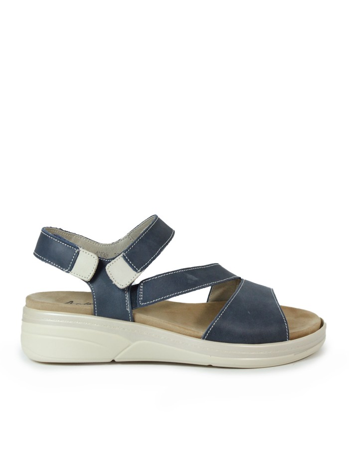 SANDALIAS DE PIEL CON PLANTILLA EXTRAIBLE APLAUSO WAX 4338 AZUL