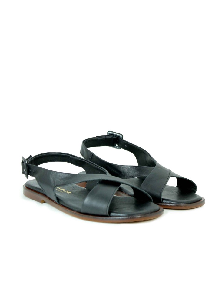 SANDALIA PLANA MUJER 12042 APLAUSO NEGRO