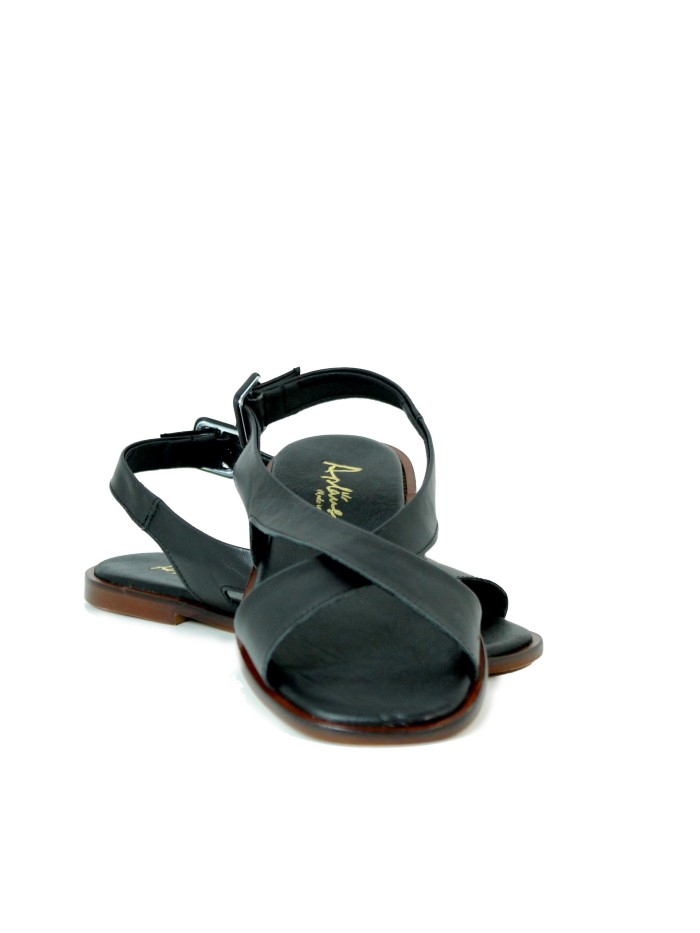 SANDALIA PLANA MUJER 12042 APLAUSO NEGRO