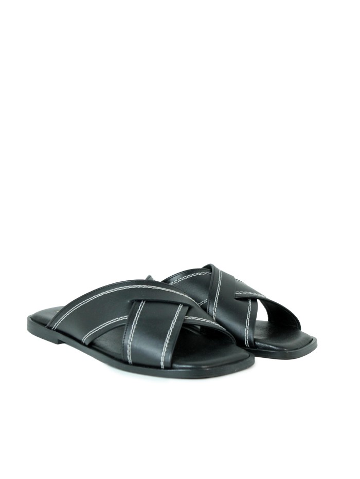 SANDALIA PLANA DESTALONADA 16201 APLAUSO NEGRO