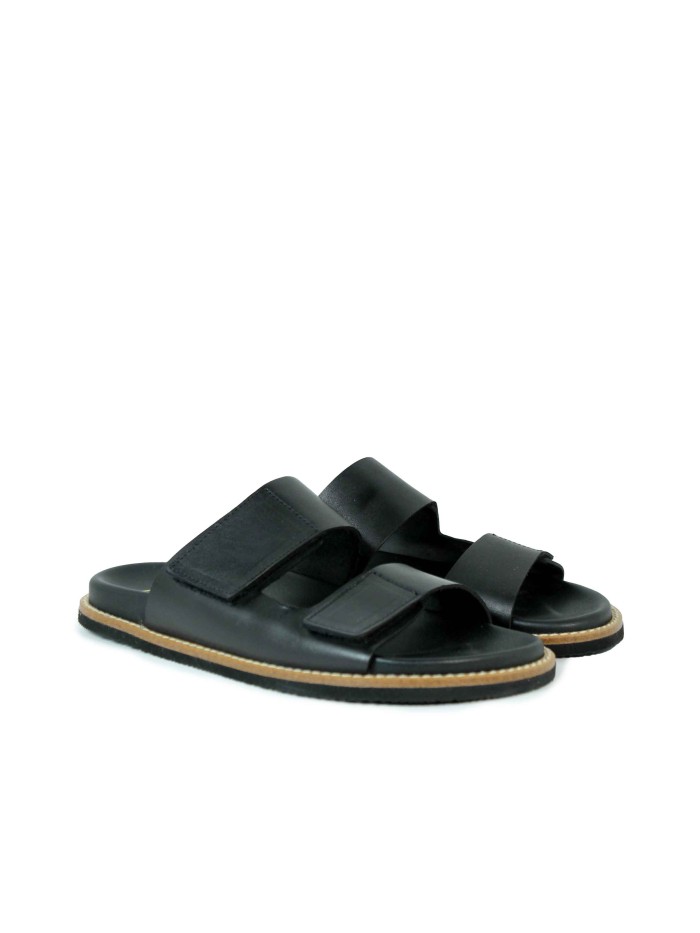 SANDALIAS PLANAS CON VELCRO PARA MUJER 16485 NEGRO