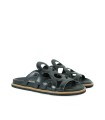 SANDALIA PLANA DE PIEL PARA MUJER 2000 NEGRO