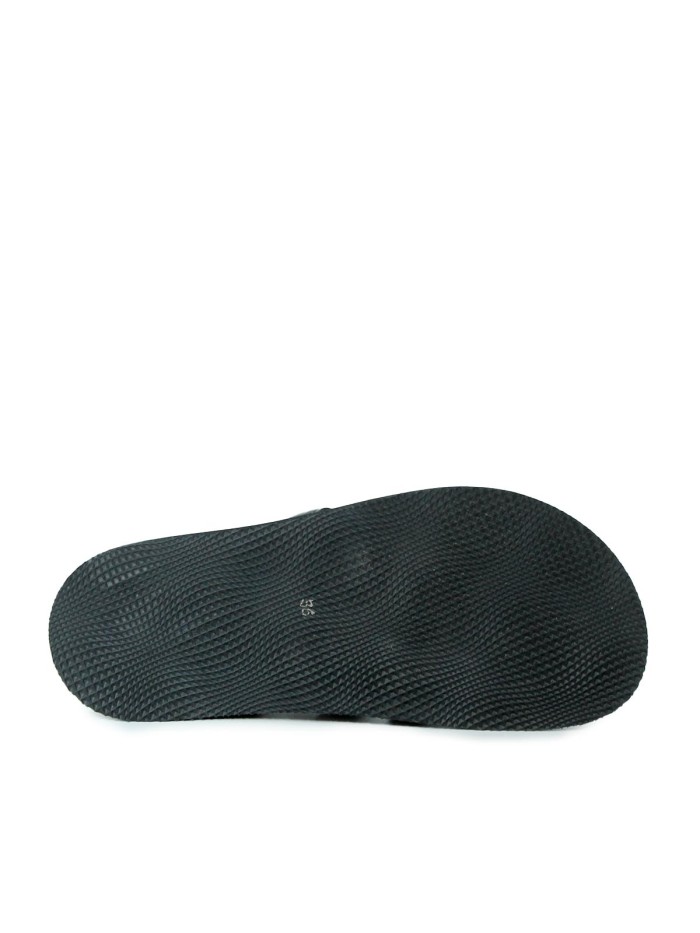 SANDALIA PLANA DE PIEL PARA MUJER 2000 NEGRO