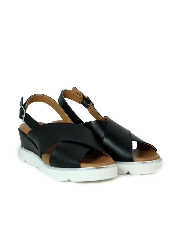 SANDALIAS DE GEL METALIZADAS APLAUSO 12611 NEGRO