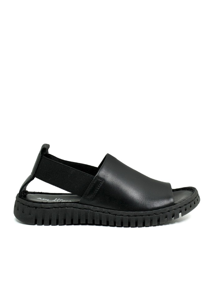 SANDALIAS FLEXIBLES DE PIEL APLAUSO SAVANA 1124302 NEGRO