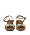 SANDALIAS DE TACÓN BAJO EN PIEL METALIZADA ORO APLAUSO 5722